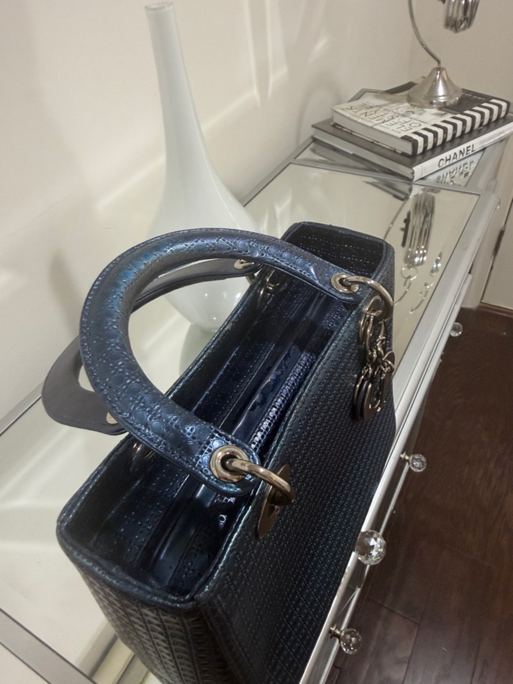 Authentic Patent metallic Lady Dior blue bag - Picture 16 of 16